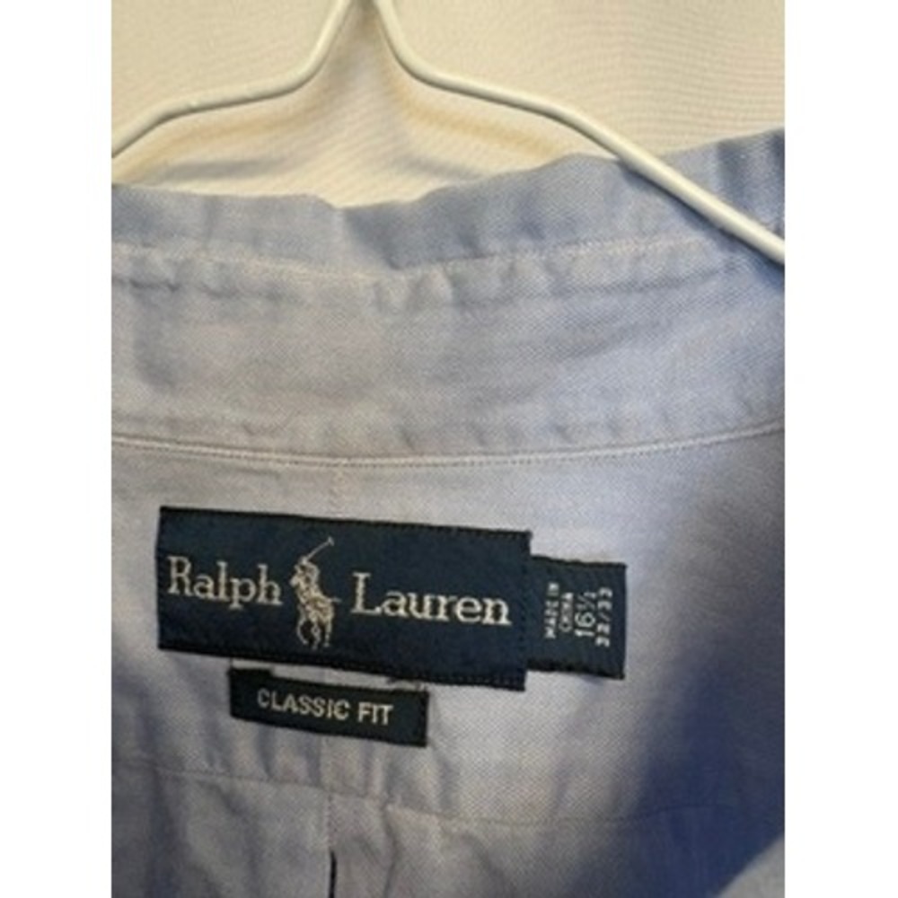 Ralph Lauren Mens Classic Fit Light Blue Oxford Button Down Shirt 16.5 32/33 - Picture 4 of 6